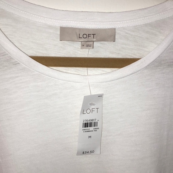 LOFT Bundle of Two Cotton Slub Knit Embroidered Hem Tees - Picture 3 of 8